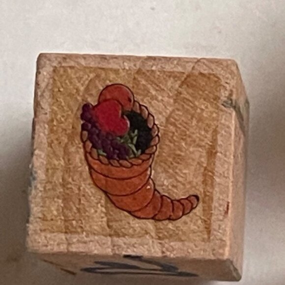 Fall Wooden Rubber Stamp Give Thanks Maple Leaf Turkey Bounty Harvent Chick 3/4 - Picture 5 of 7